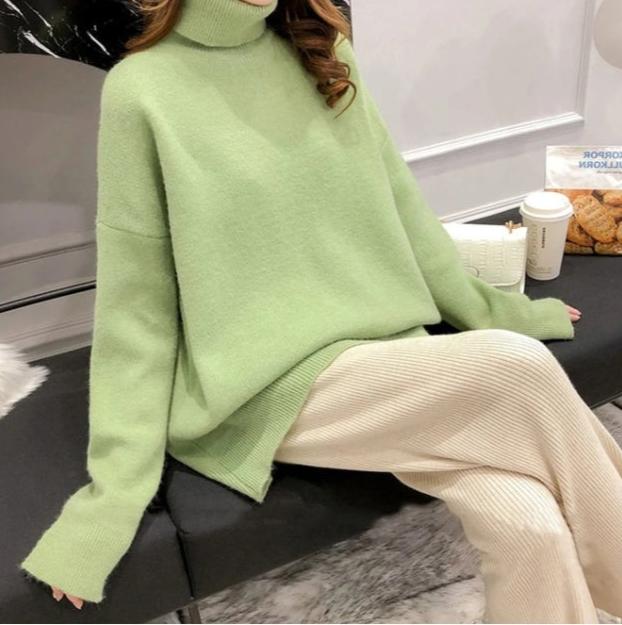 Relaxed Fit Turtleneck Sweater For Autumn Cozy Warmth Versatile Office And Casual Wear