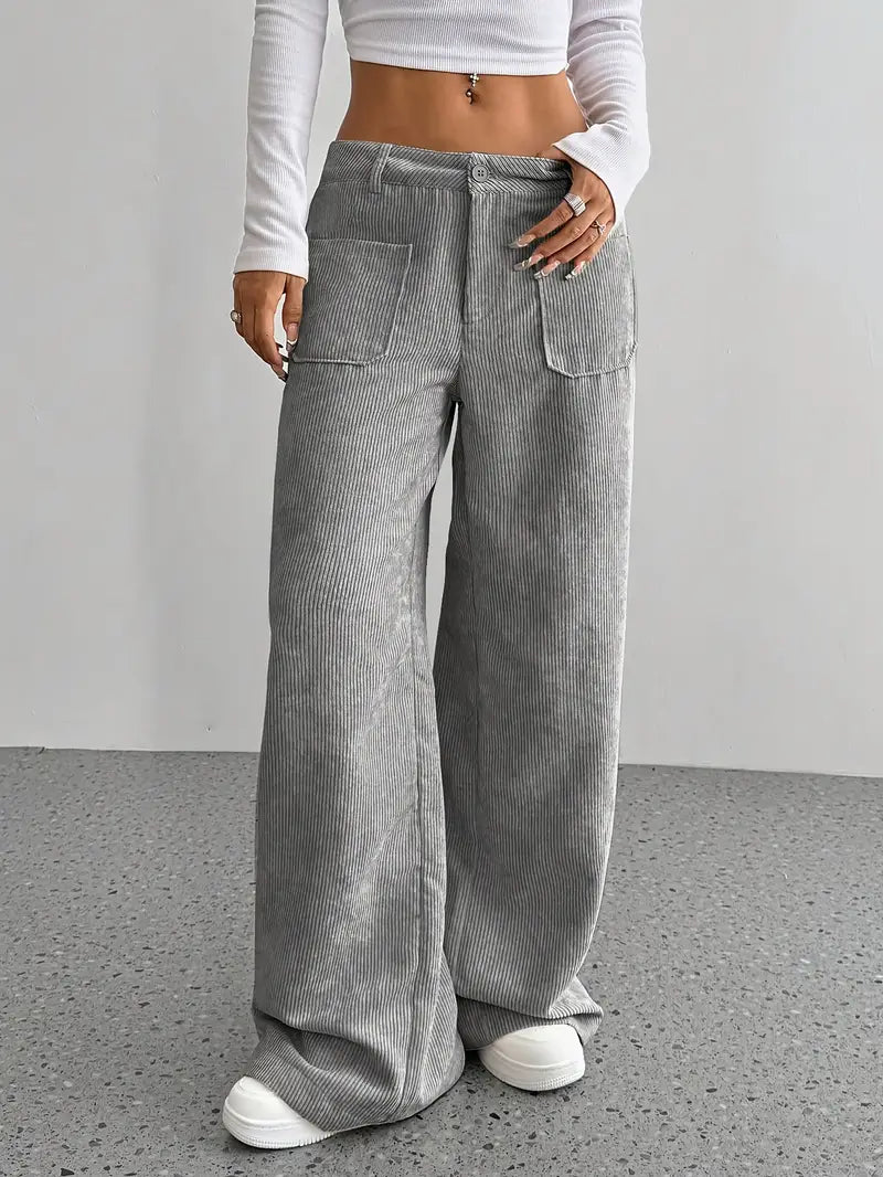 Lola Wide Corduroy Pants For Women Comfortable Cotton Blend Relaxed Fit Cozy Warmth