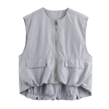 Beatrix Lightweight Sleeveless Vest For Women With Zipper And Vent Pockets For Sporty Casual Style