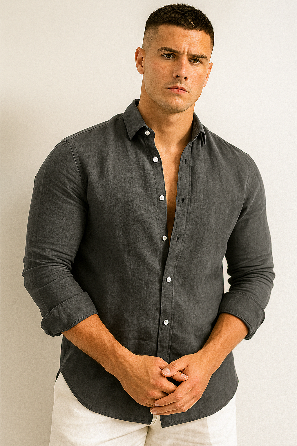 Men's Classic Casual Shirt Long Sleeve Button Up For Men Versatile Everyday Style