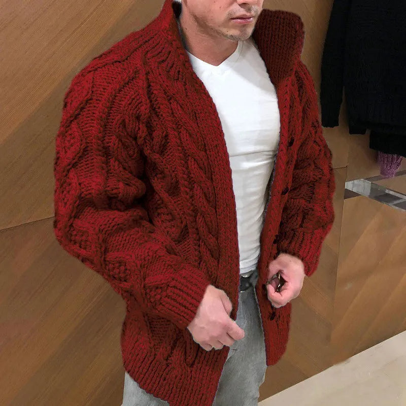 Thick cable knit cardigan for men - Warm and comfortable