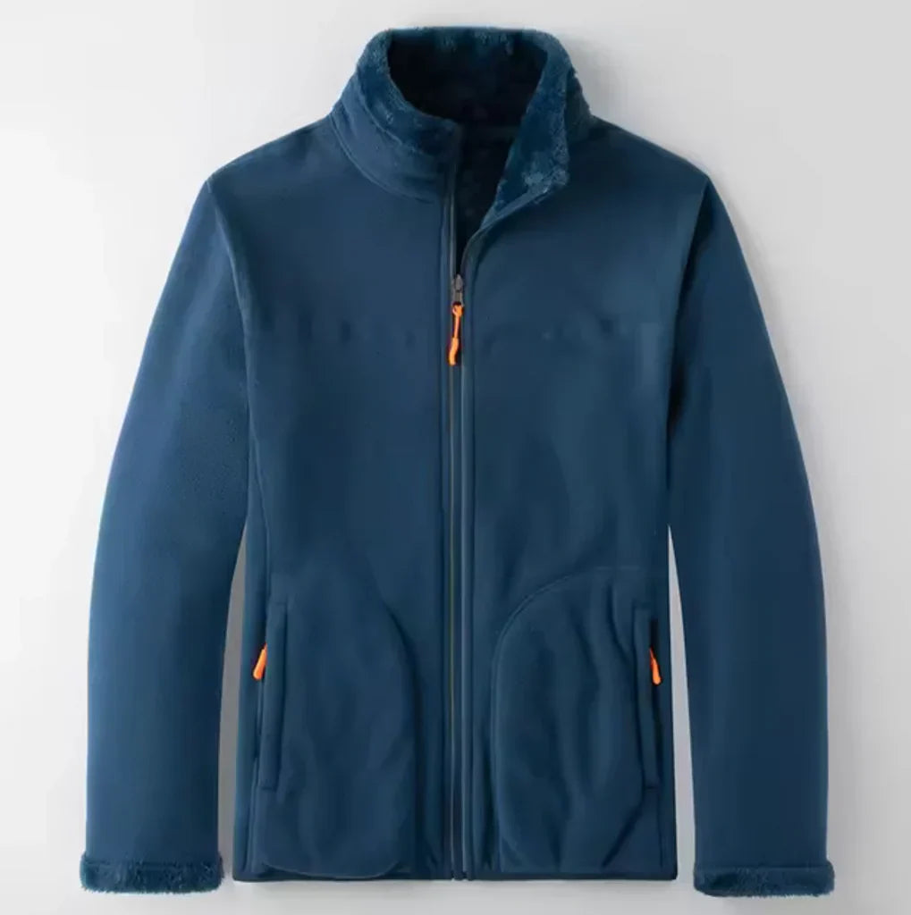 Men's Fleece Exterior Jacket With Plush Lining Full Zip Zippered Pockets Regular Fit