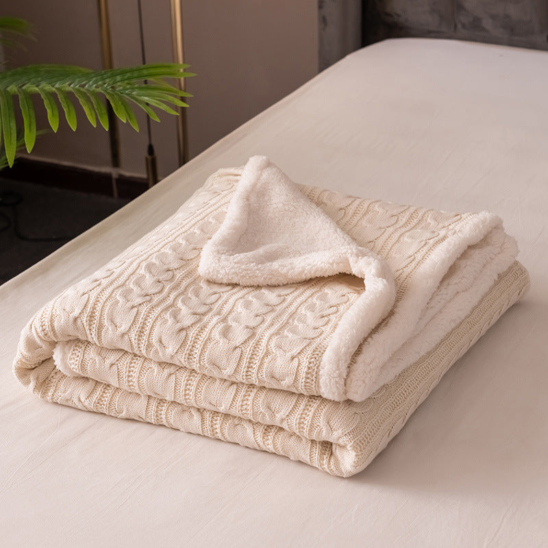 Cozy Cable Knit Sherpa Throw Blanket Two Textures For Sofa Cuddlers Ultimate Warmth