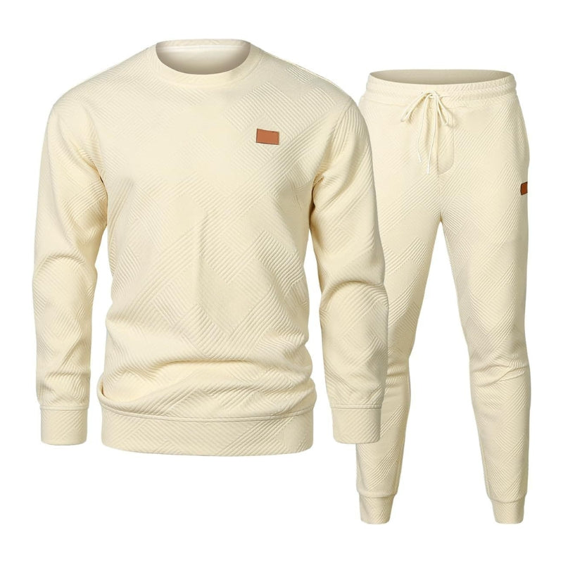 TrendAura Drake Men's 2 Piece Jacquard Sweatsuit Set With Matching Top And Bottom