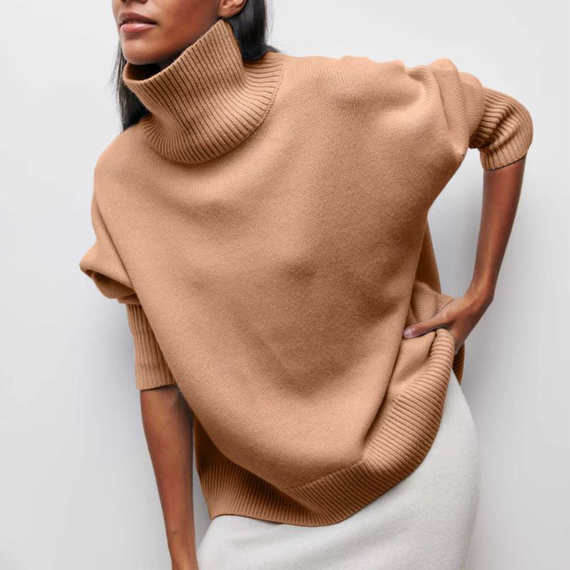 Léa Cozy Knit Sweater for Women, Soft Knit with High Collar Warmth and Timeless Comfort
