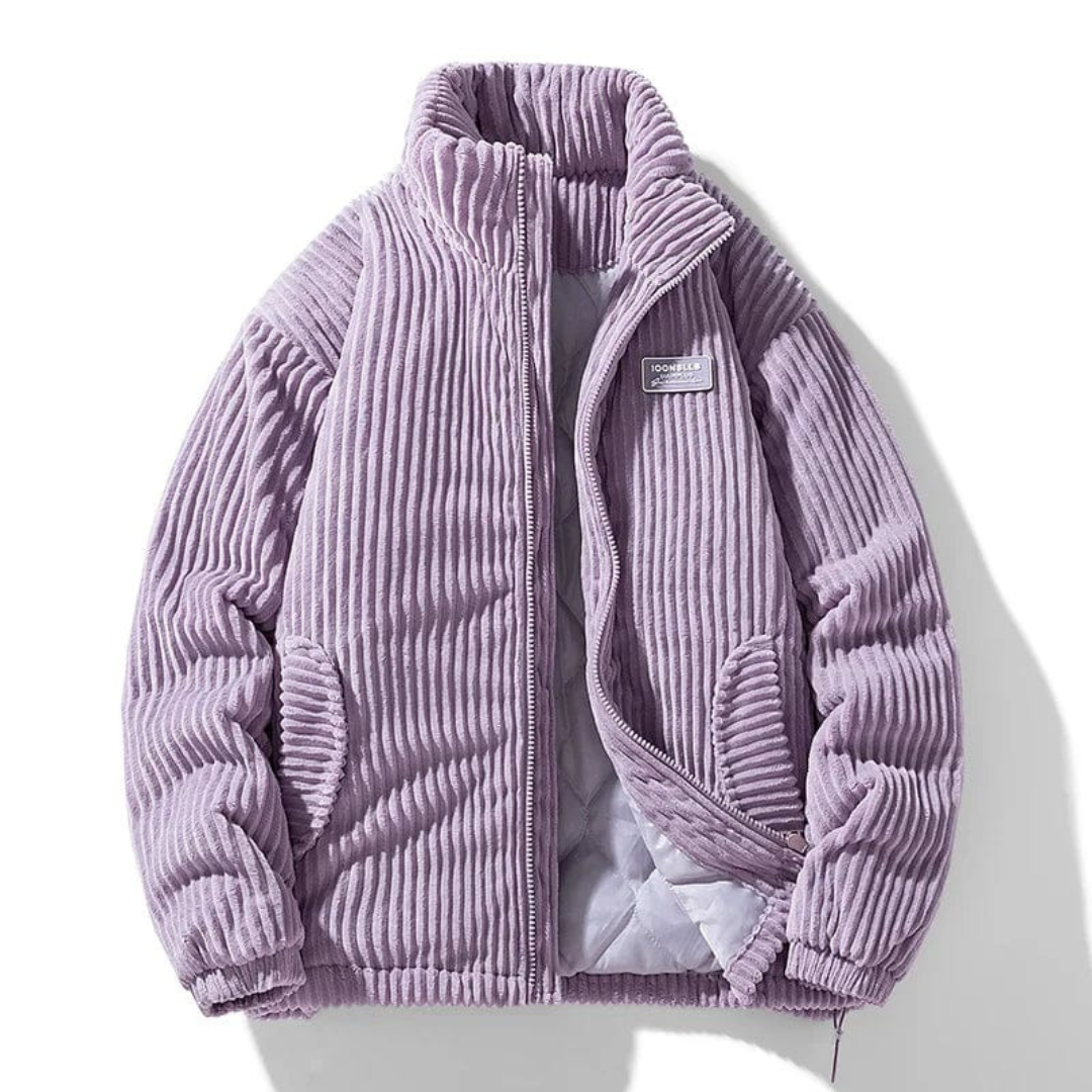 Men's Corduroy Jacket Warm Stand Collar Casual Outerwear for Autumn Winter Durable Everyday Wear