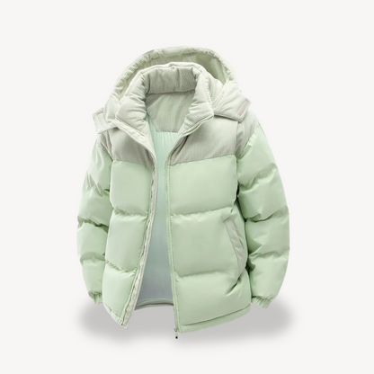 Trendy Mens Puffer Jacket With Corduroy Hood For Men Warmth And Layering Ready Everyday Casual Essential