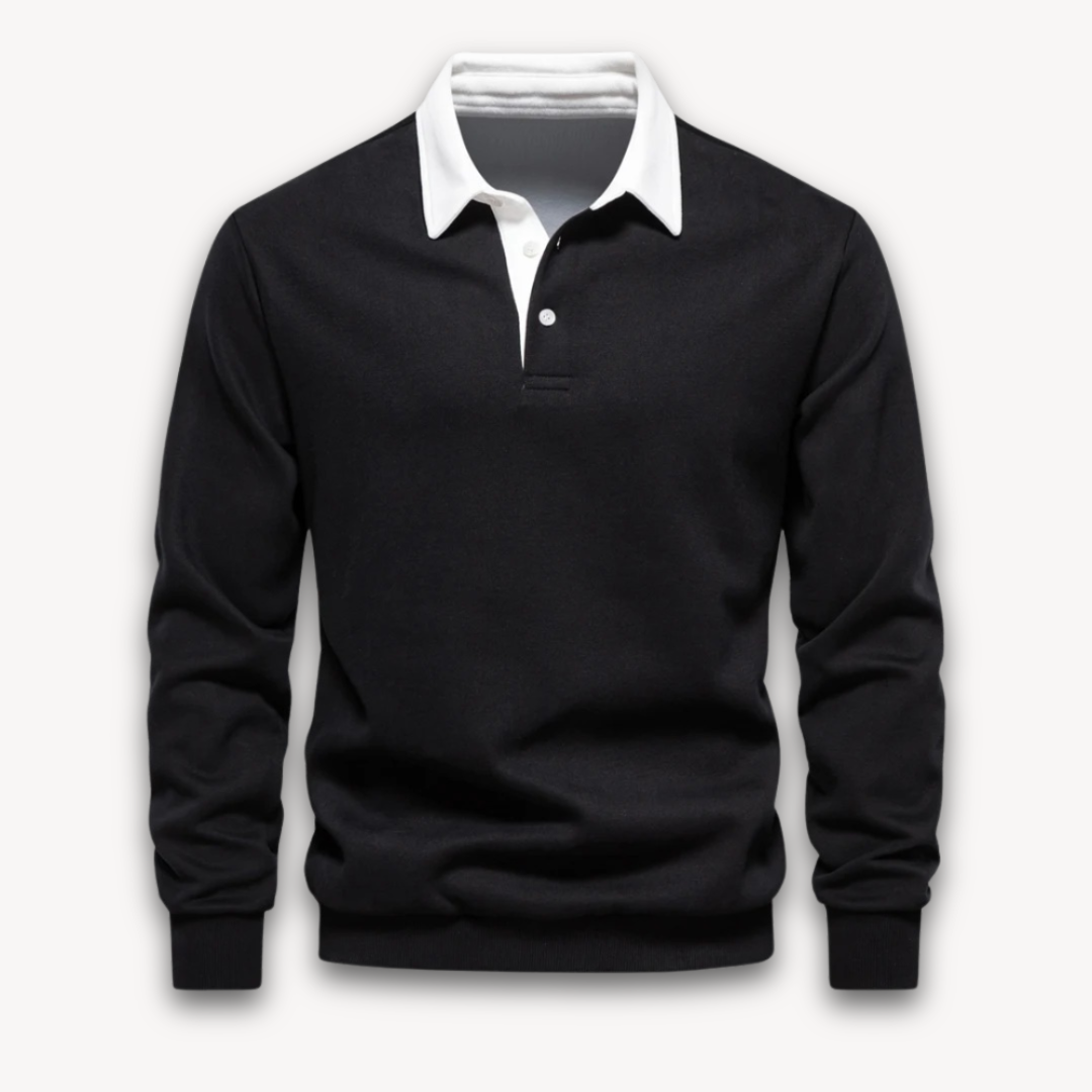 TrendAura Mens Polo Sweater Regular Fit Long Sleeve Soft Knitted Natural Fiber Navy Knitwear