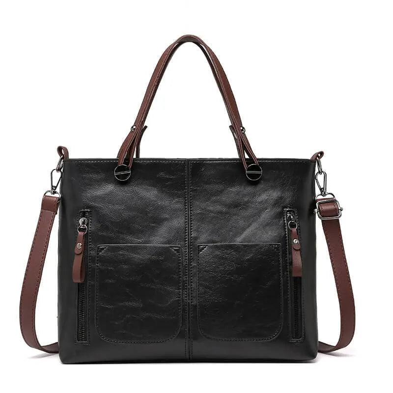 Delilah Vegan Leather Structured Tote Handbag - Boxy Shape With Practical Pockets