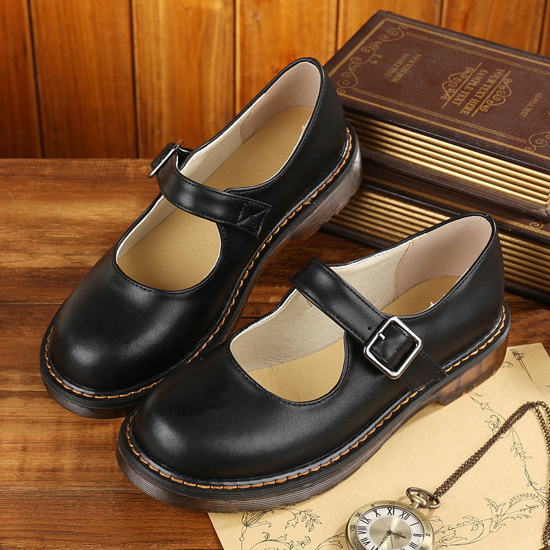 Kalista Classic Flat Shoes For Women Retro Round Toe Comfort With Cushioned Insole And Adjustable Strap