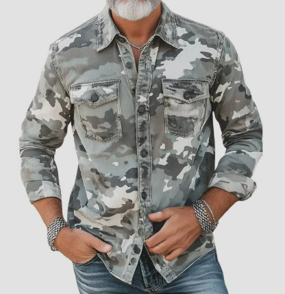 Mario Mens Camouflage Jacket With Fitted Cut Bold Print For Urban Style And Casual Attitude