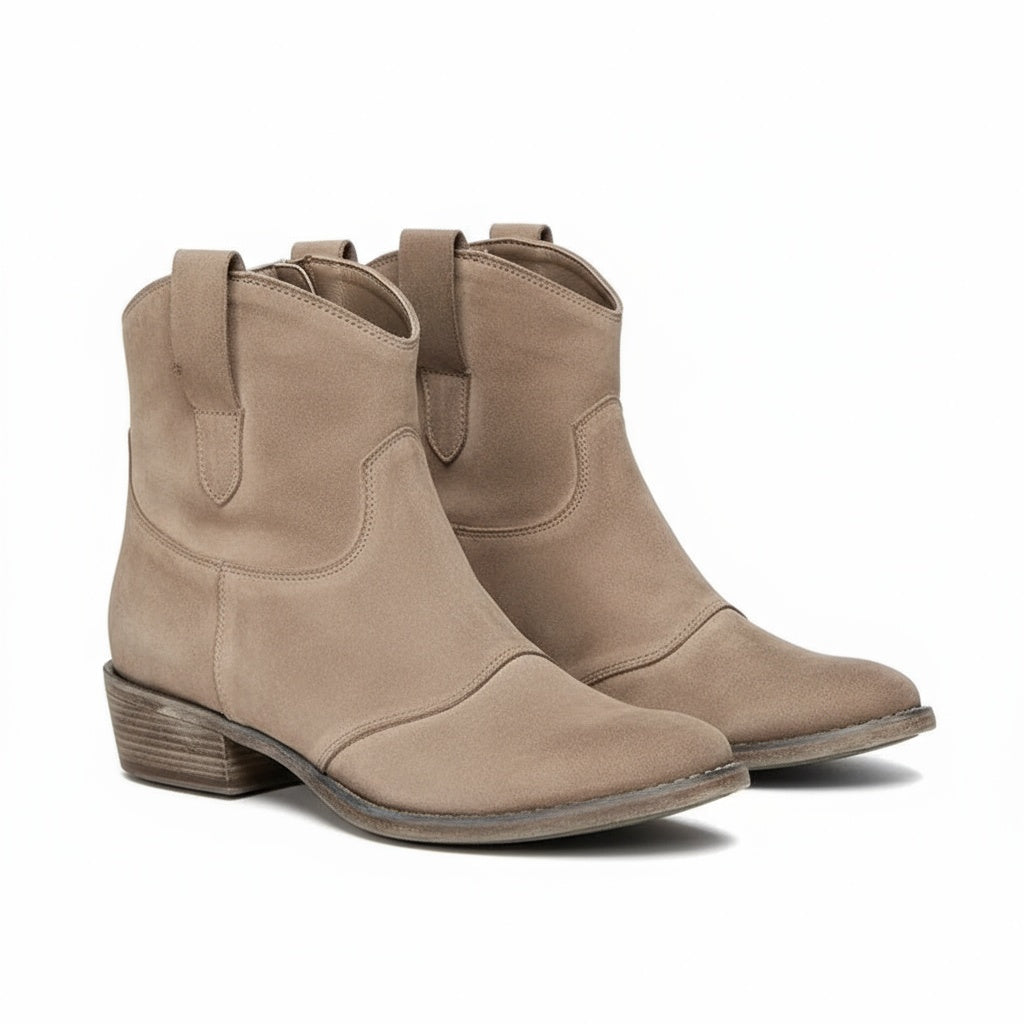 Women's Cowboy Ankle Boots with Mid-Height and Sturdy Design - TrendAura