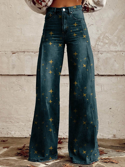 Elma | Stylish star print flare pants for women