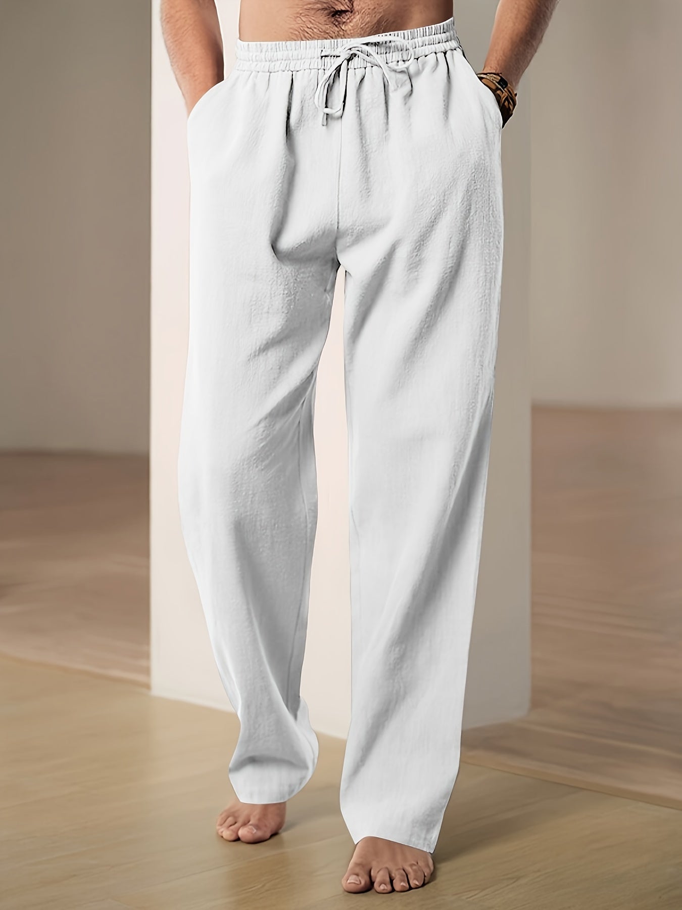 Men's Lounge Pants Lightweight Fabric With Relaxed Fit Elastic Drawstring Waist Nordic Flair