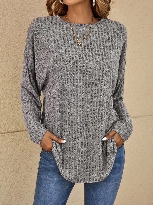 Women’s Pullover Sweater – Relaxed Fit – Soft Knit – Ribbed Texture – Long Sleeve Casual