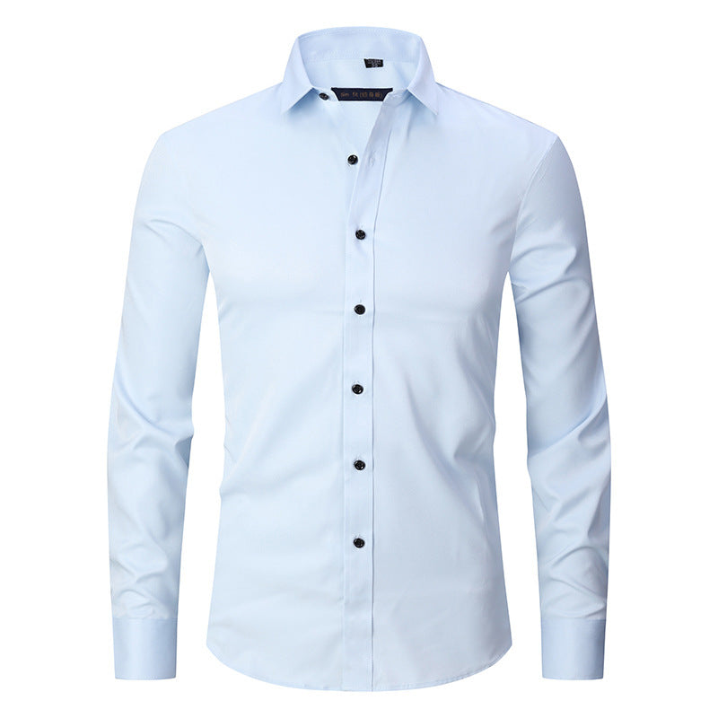 Allen – Long-sleeved slim men's shirt in solid stretch