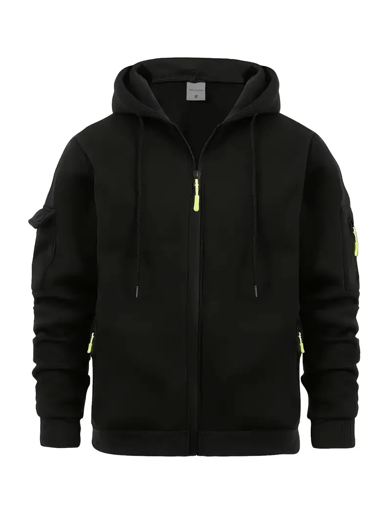 Jonathan Men's Zip Up Hoodie With Pockets By TrendAura Gray Lightweight Hooded Jacket