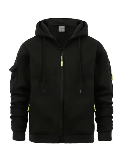 Jonathan Men's Zip Up Hoodie With Pockets By TrendAura Gray Lightweight Hooded Jacket