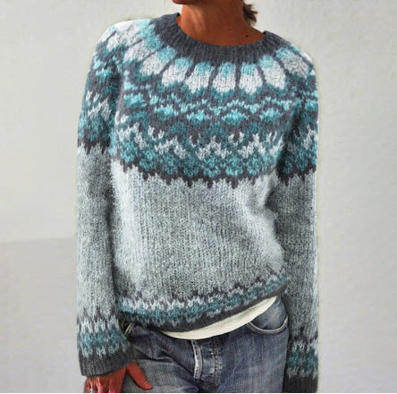 Elina – Wool Winter Sweater with Ethnic Patterns