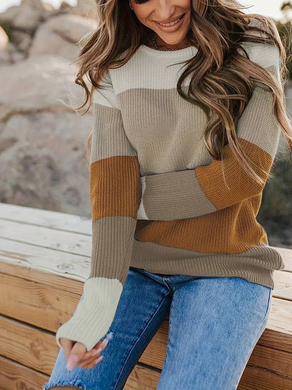 Naina Striped Knit Sweater For Women Cozy Warm Knitwear For Office And Casual Wear