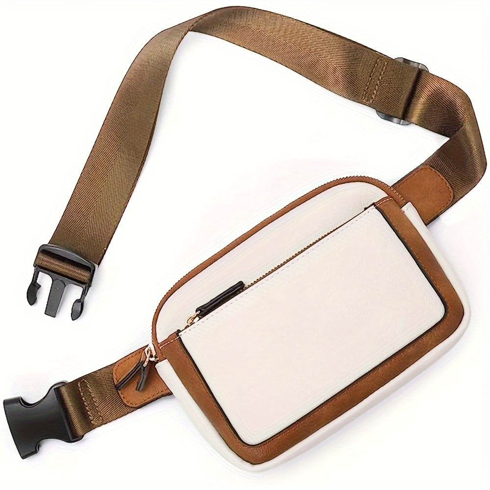 TrendAura Debbie Belt Bag - Chic Faux Leather Design With Adjustable Strap And Multiple Zippered Pockets