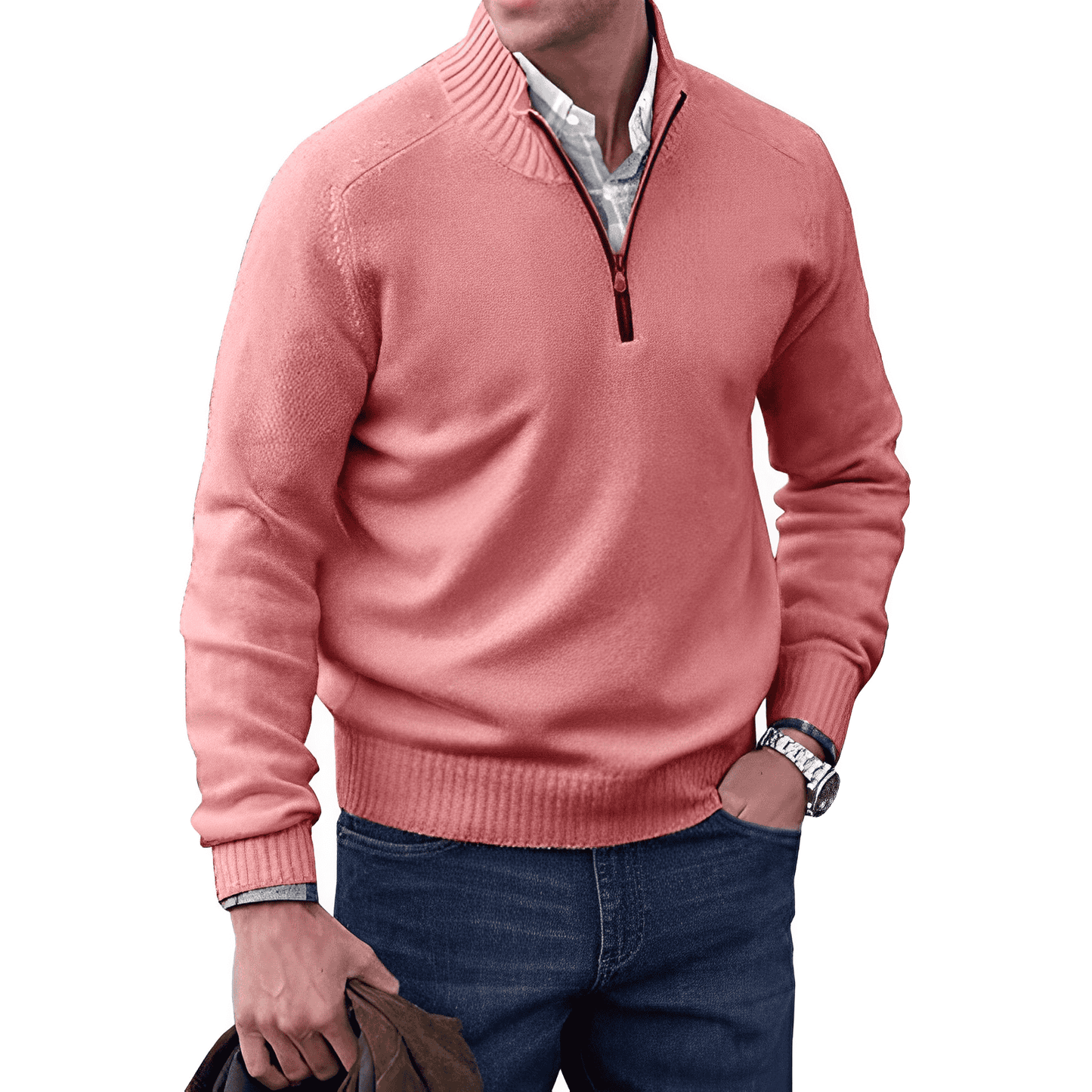 Evan Men's Knitted Half-Zip Pullover Jumper for Layering Warmth and Everyday Comfort By TrendAura