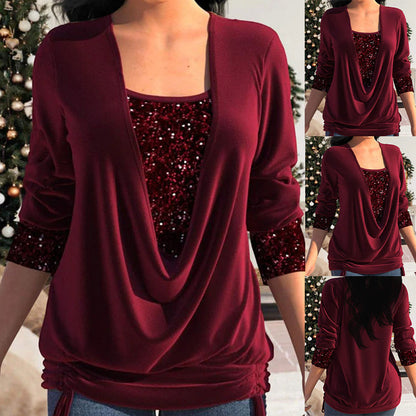 Eloura-Moda | Women's long-sleeved blouse with sequins Elegant and comfortable cut