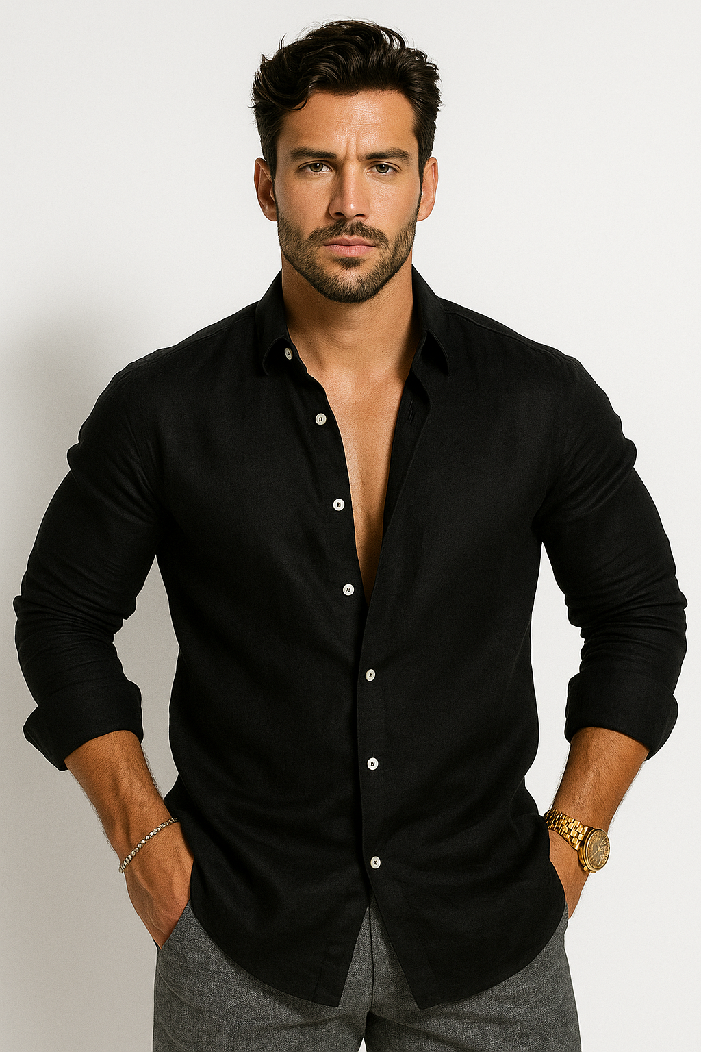 Men's Classic Casual Shirt Long Sleeve Button Up For Men Versatile Everyday Style