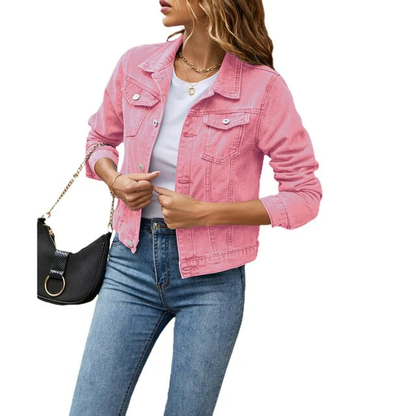 Women's denim jacket - Timeless short model with button closure