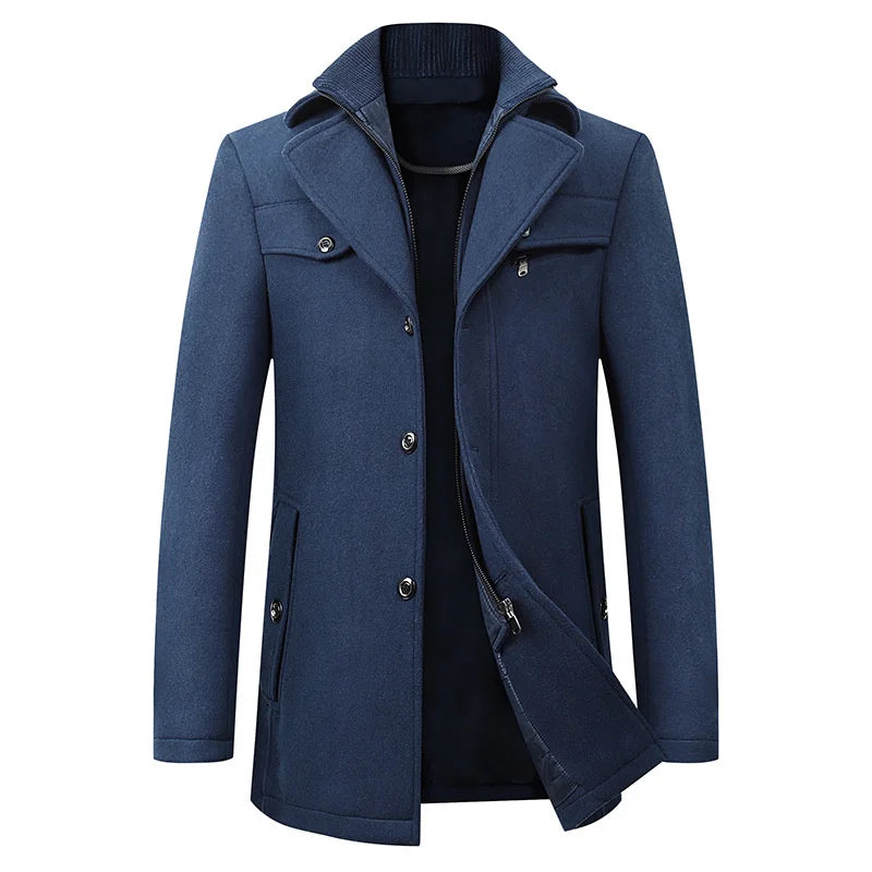 Michael Men's Elegant Winter Long Button Overcoat For Formal And Everyday Wear Premium