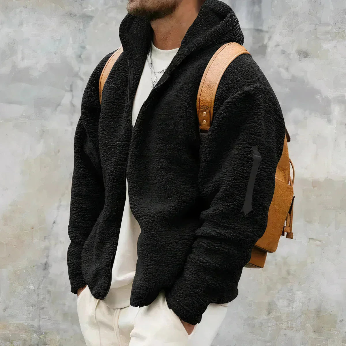 Men's Warm Zip Hoodie Streetwear Cozy Thick Fleece Full Zip For Urban Style Lovers