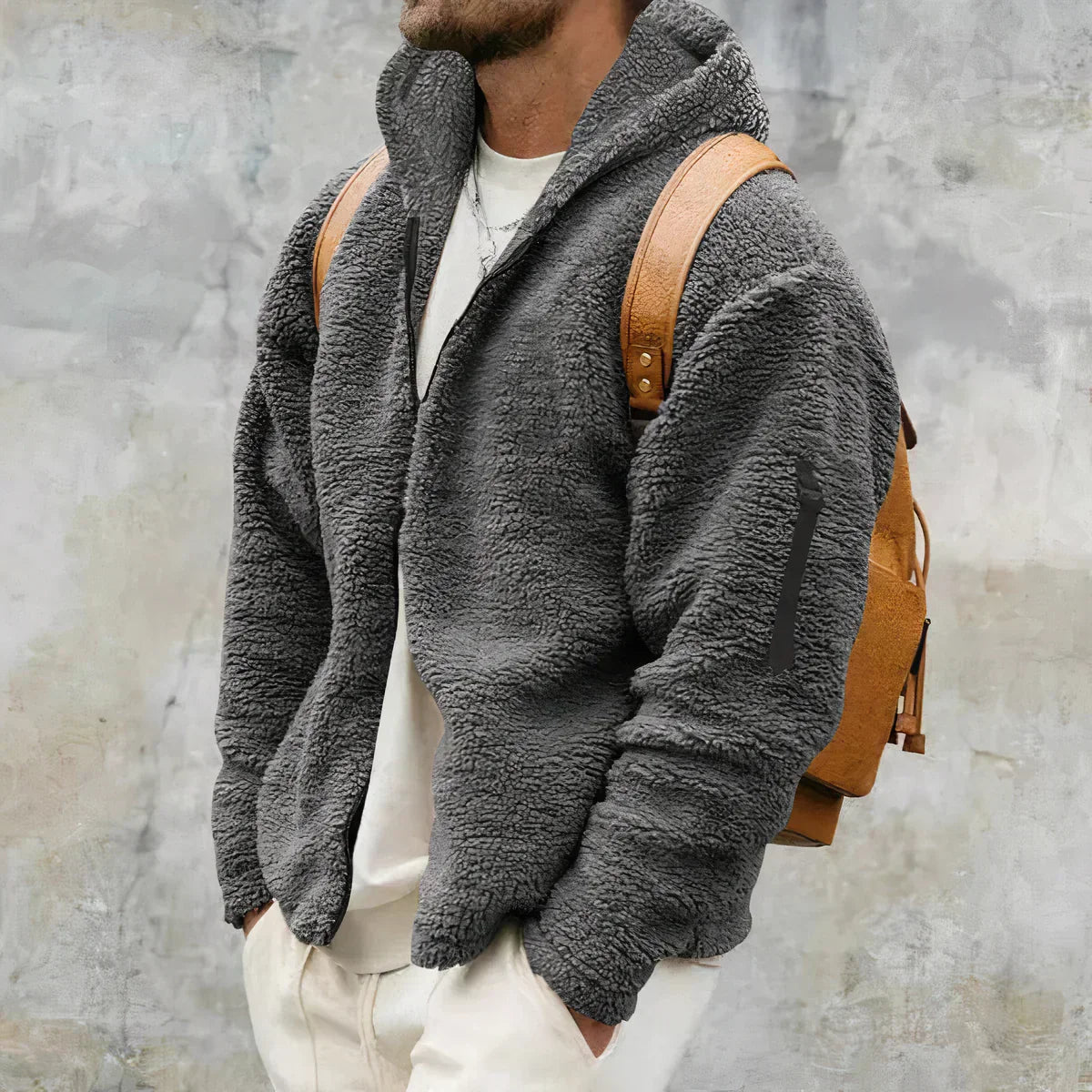 Men's Warm Zip Hoodie Streetwear Cozy Thick Fleece Full Zip For Urban Style Lovers