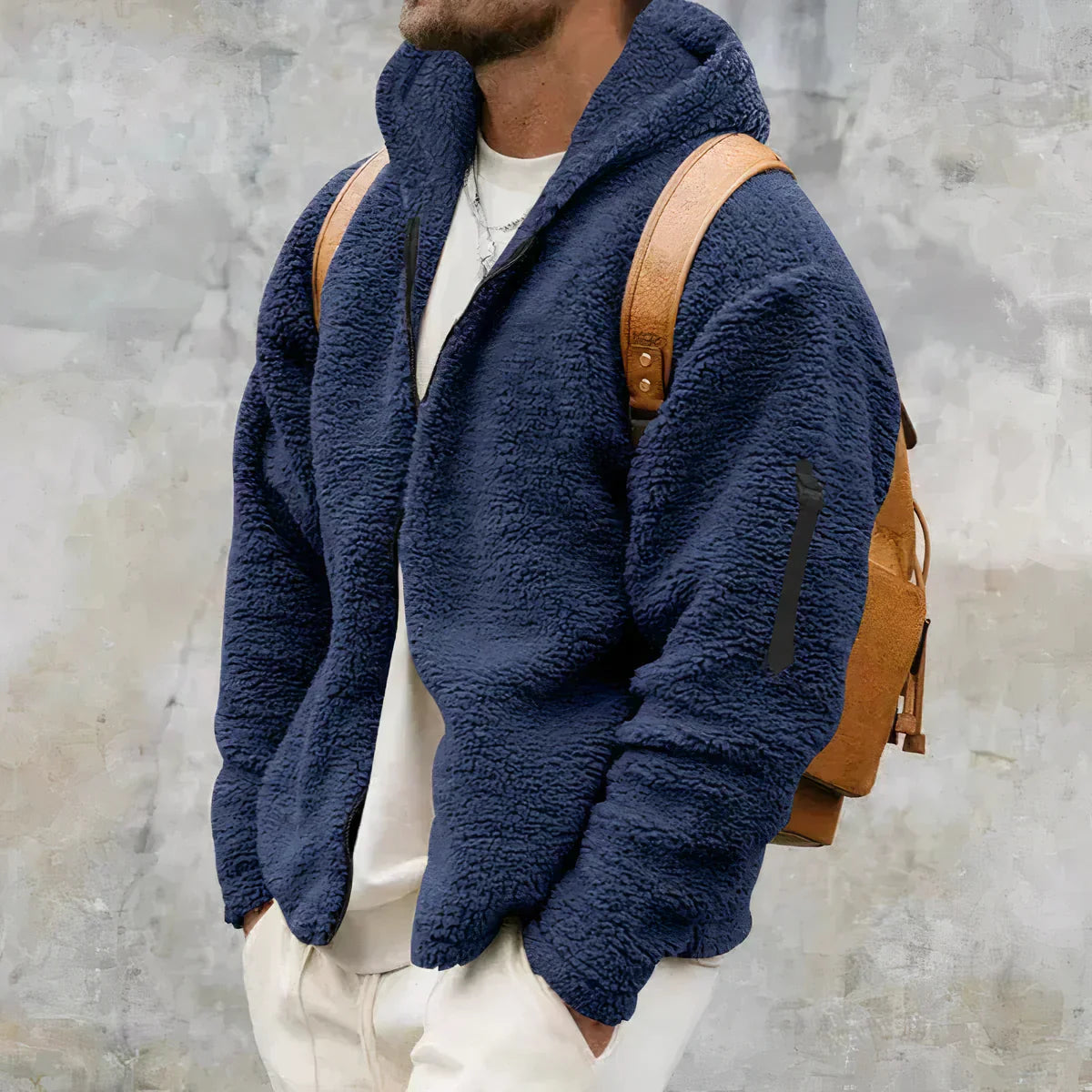Men's Warm Zip Hoodie Streetwear Cozy Thick Fleece Full Zip For Urban Style Lovers