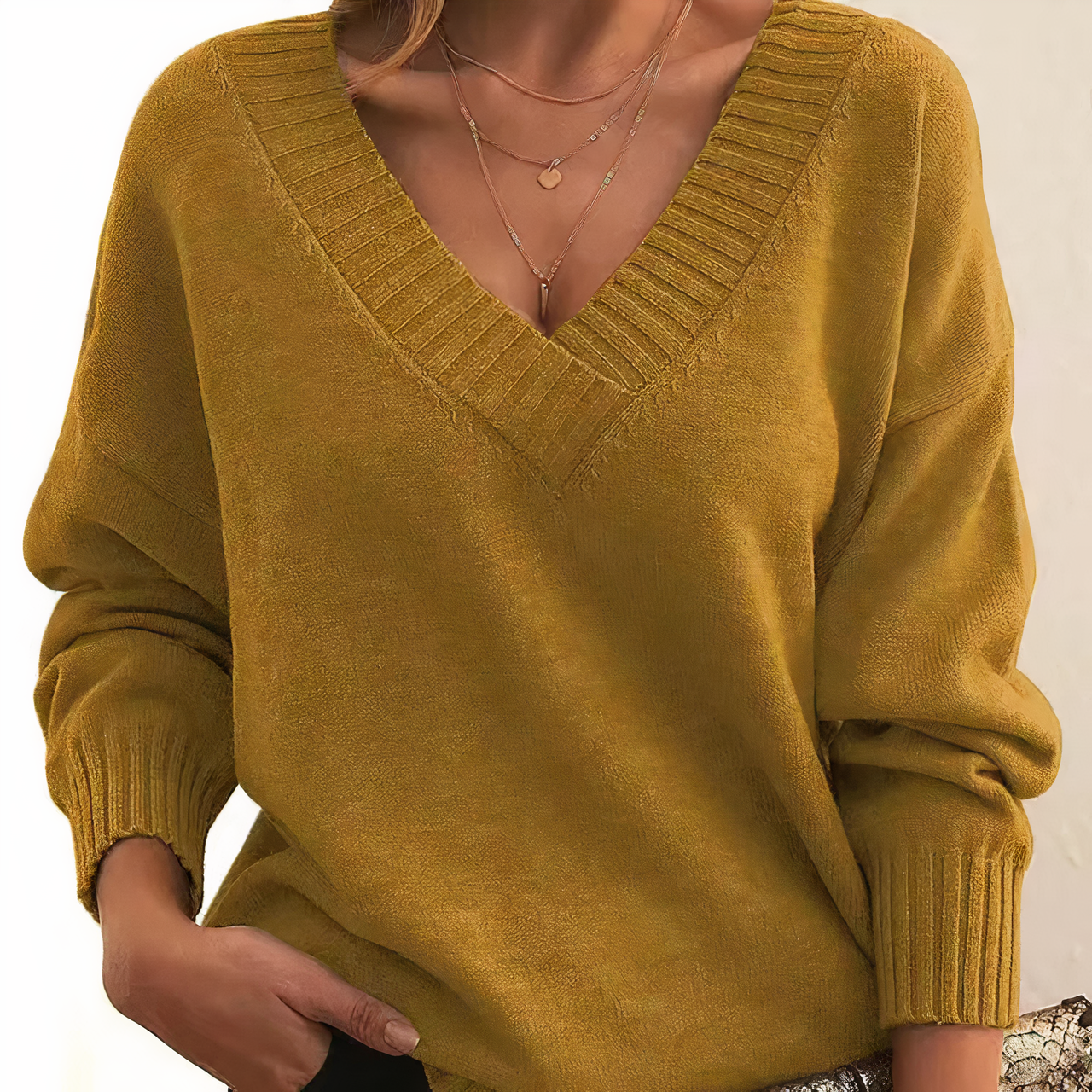 Women's V-neck Sweater | Long Sleeves