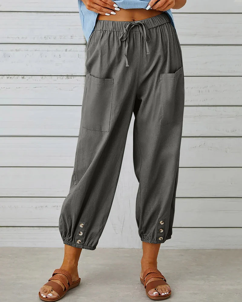 Breathable pants - casual style with hem and elastic pockets