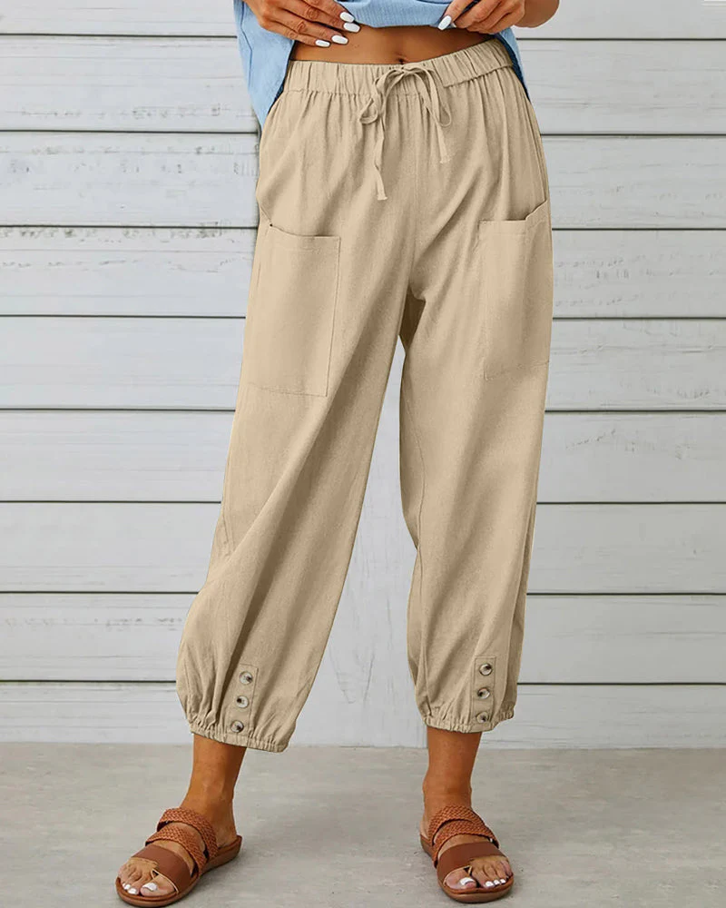 Breathable pants - casual style with hem and elastic pockets