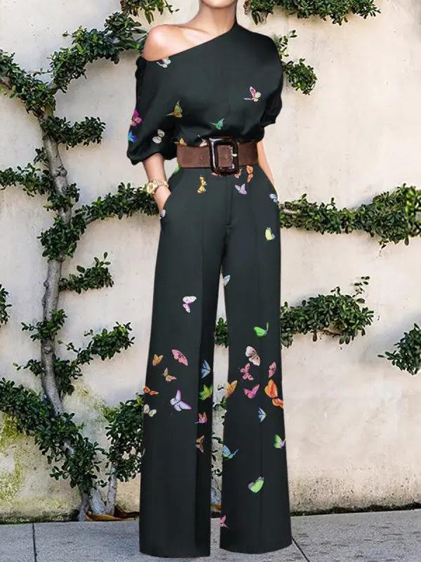 Abstract Art Jumpsuit for Women – Stylish & Elegant One-Shoulder Design