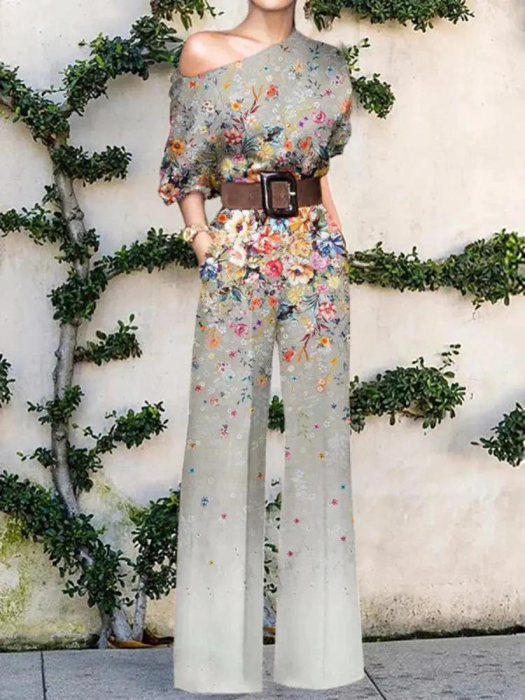 Abstract Art Jumpsuit for Women – Stylish & Elegant One-Shoulder Design