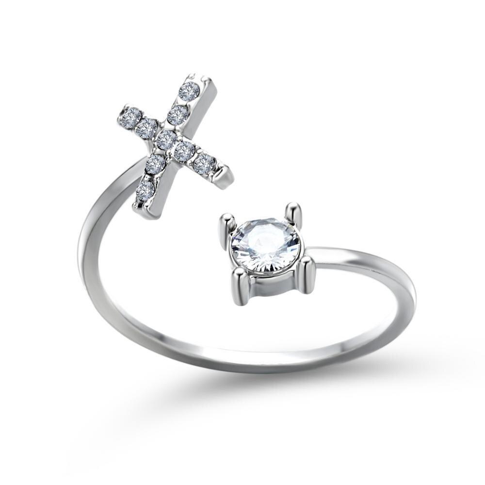 Adjustable letter ring with zirconia | A-Z initial
