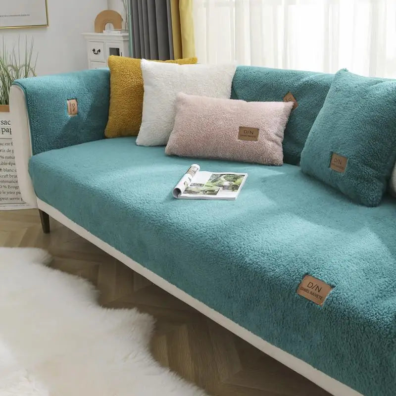 Sherpa Fleece Sofa Cover With Non Slip Backing Delivers Cozy Plush Warmth For Pet Owners And Families