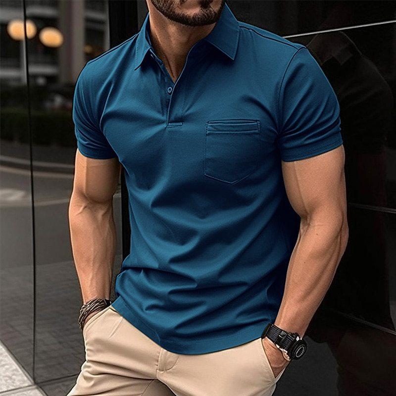 Men's Polo Shirt Regular Fit Short Sleeves With Chest Pocket Breathable Fabric For Men