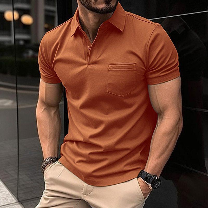 Men's Polo Shirt Regular Fit Short Sleeves With Chest Pocket Breathable Fabric For Men