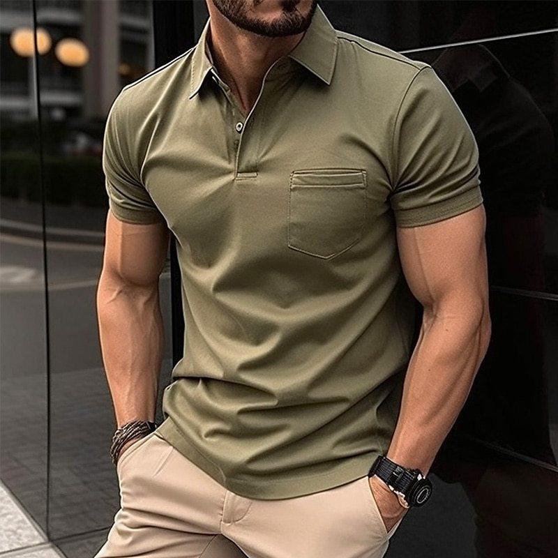 Men's Polo Shirt Regular Fit Short Sleeves With Chest Pocket Breathable Fabric For Men