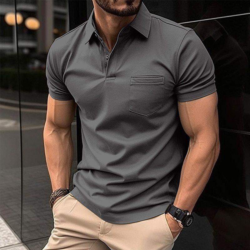 Men's Polo Shirt Regular Fit Short Sleeves With Chest Pocket Breathable Fabric For Men