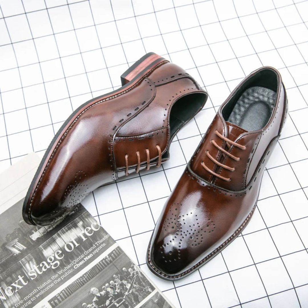 Waylynn Alessio Brogue Oxford Shoes For Men Premium Leather Handcrafted Dress Shoes With Classic Brogue Detailing
