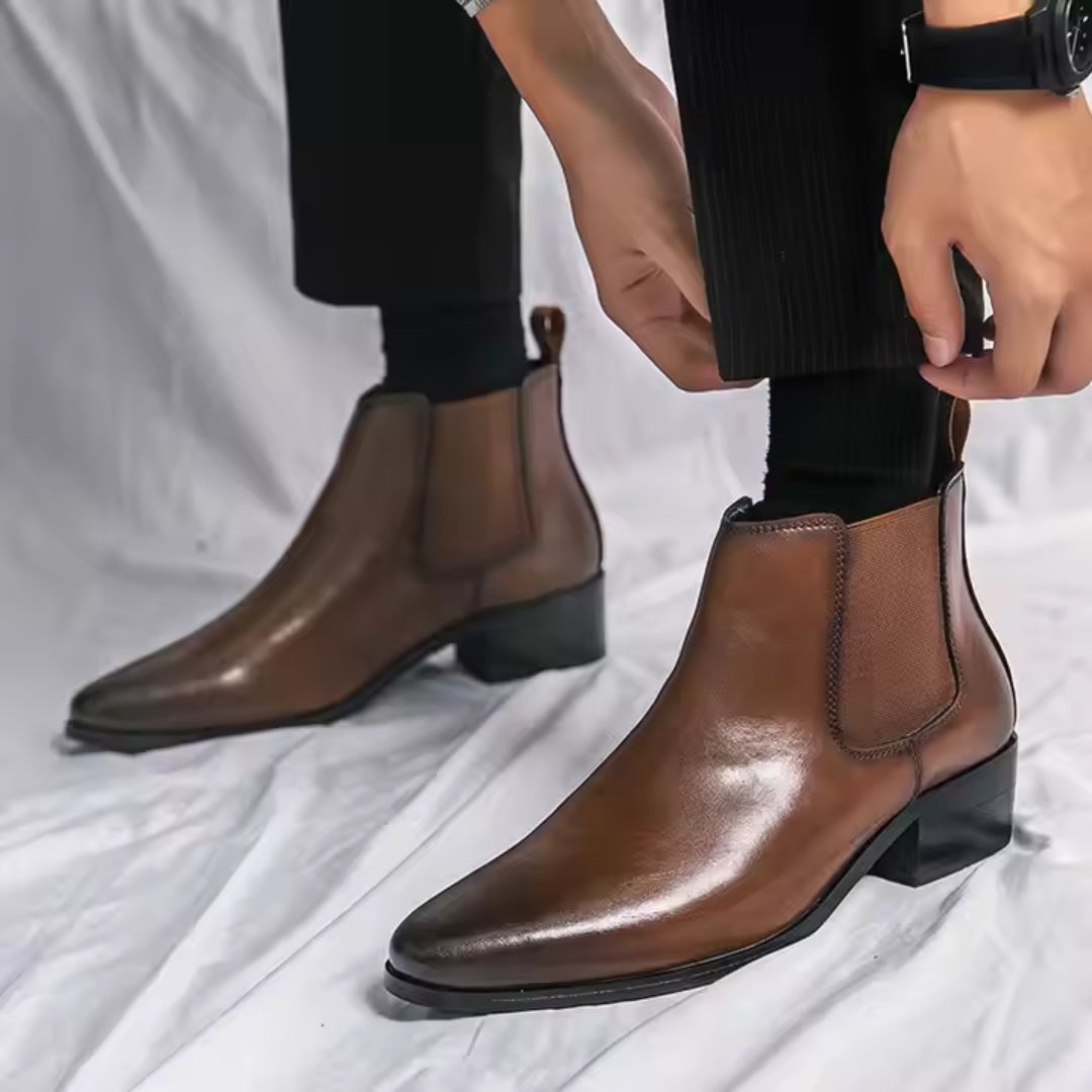Waylynn Alexander Leather Chelsea Boots For Men Waterproof Ankle Boots With Genuine Leather Upper