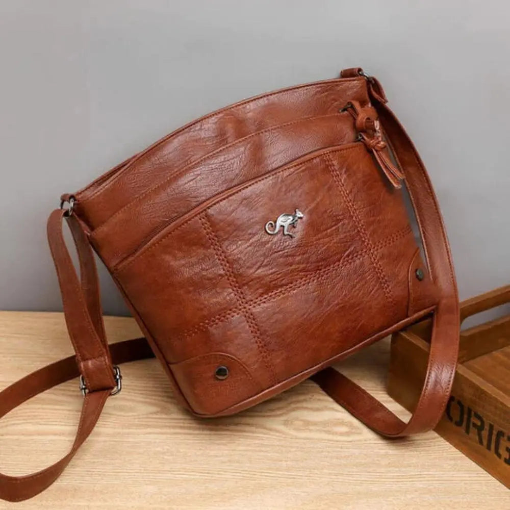 Kollete PU Leather Shoulder Bag For Women With Secure Flap Closure And Vintage Charm