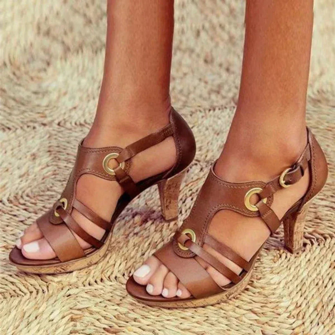 Amara Strappy Buckle Open-Toe Heels