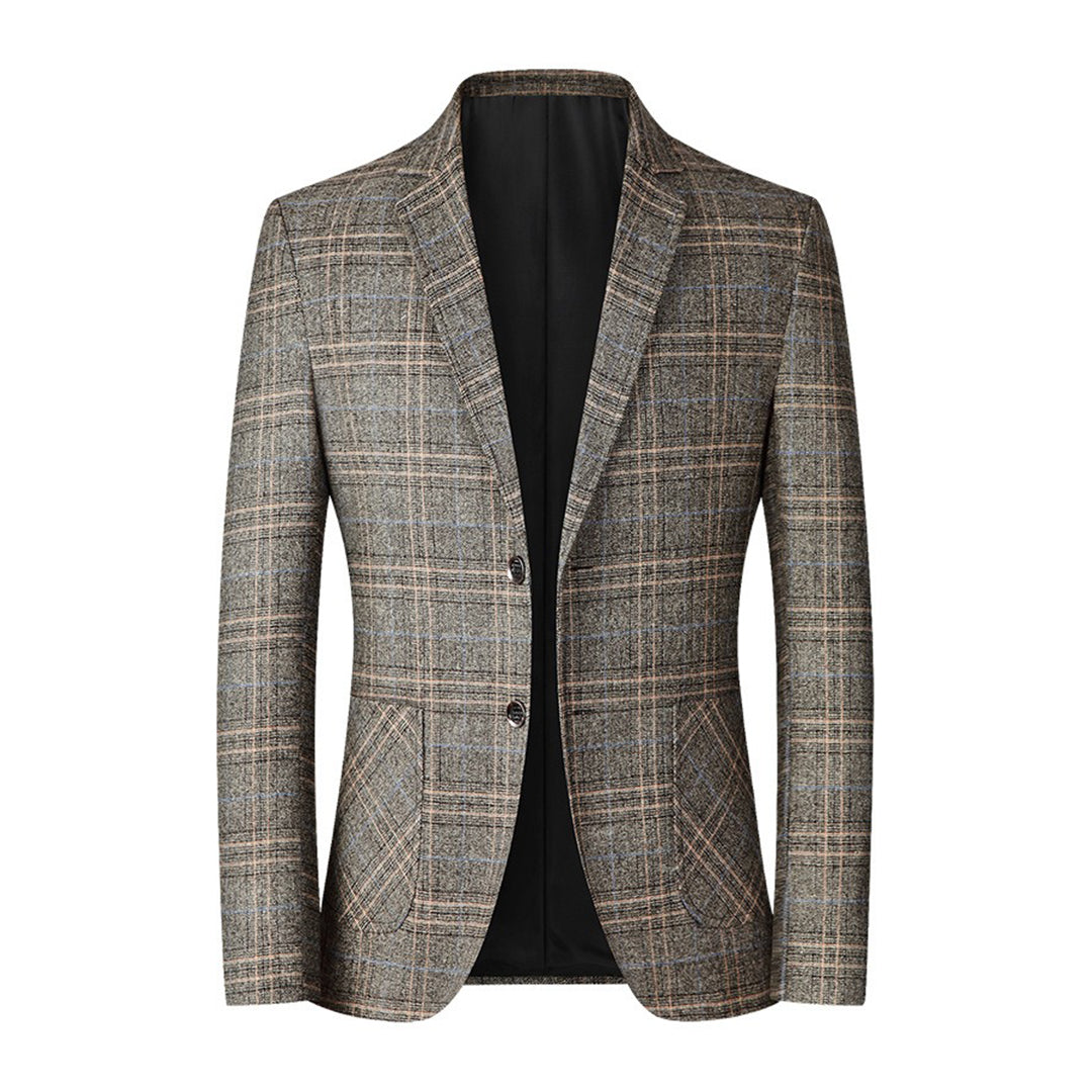 Men's Checkered Blazer In Tailored Fit With Notch Lapel And Two Button Closure Quality