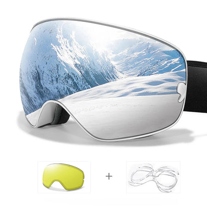 Anti-fog ski goggles with UV400 protection and night vision lens